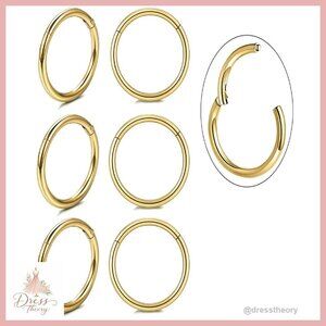 Tiny Gold Plated Hoop Earrings 8-12mm Surgical Steel Body Piercing Jewelry